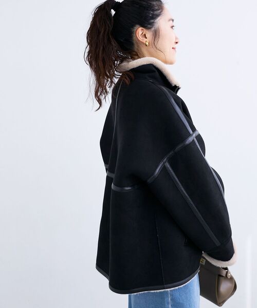 le.coeur blanc（ルクールブラン）の「裏起毛フライトジャケット（ブルゾン・レディース・ブラック・38）」の7枚目の写真