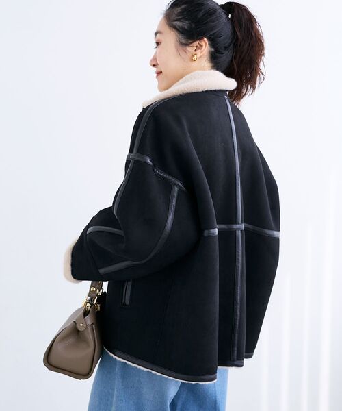 le.coeur blanc（ルクールブラン）の「裏起毛フライトジャケット（ブルゾン・レディース・ブラック・38）」の9枚目の写真