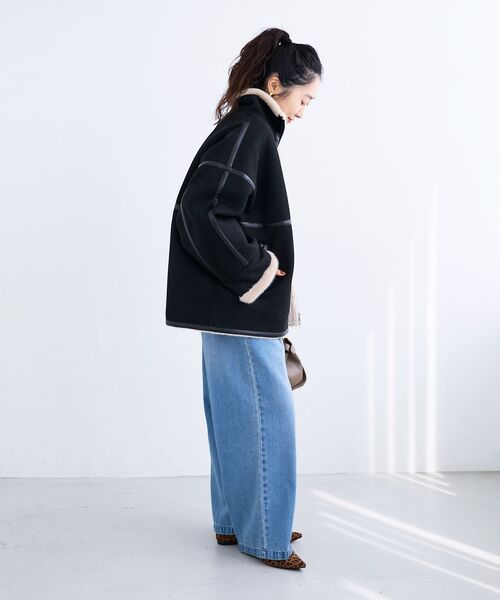 le.coeur blanc（ルクールブラン）の「裏起毛フライトジャケット（ブルゾン・レディース・ブラック・38）」の14枚目の写真