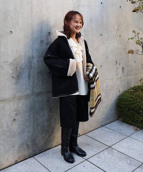 le.coeur blanc（ルクールブラン）の「裏起毛フライトジャケット（ブルゾン・レディース・ブラック・38）」の17枚目の写真