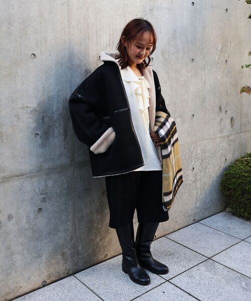 le.coeur blanc（ルクールブラン）の「裏起毛フライトジャケット（ブルゾン・レディース・ブラック・38）」の18枚目の写真