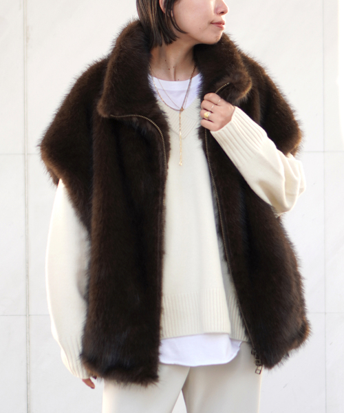 シャギーベスト（その他アウター）｜AP STUDIO（エーピーストゥディオ