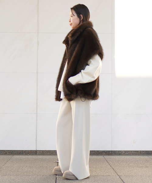 AP STUDIO（エーピーストゥディオ）の「シャギーベスト（その他アウター・レディース・アイボリー/ブラウン・FREE）」の5枚目の写真