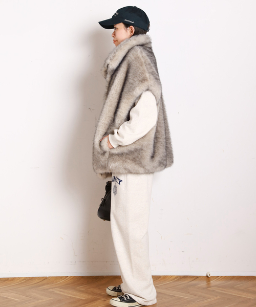 AP STUDIO（エーピーストゥディオ）の「シャギーベスト（その他アウター・レディース・アイボリー/ブラウン・FREE）」の8枚目の写真