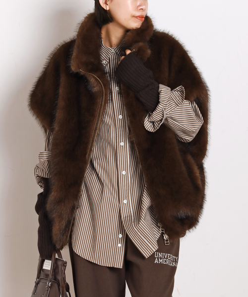 AP STUDIO（エーピーストゥディオ）の「シャギーベスト（その他アウター・レディース・アイボリー/ブラウン・FREE）」の10枚目の写真