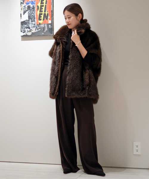 AP STUDIO（エーピーストゥディオ）の「シャギーベスト（その他アウター・レディース・アイボリー/ブラウン・FREE）」の14枚目の写真