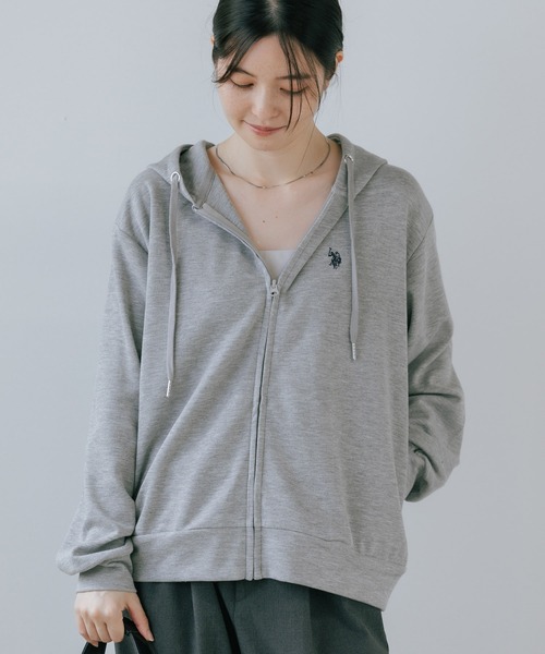 U.S. POLO ASSN.(ユーエスポロアッスン)の「U.S. POLO ASSN./ユーエスポロアッスン ブランドロゴ カットソー ジップアップパーカー(パーカー・レディース・ネイビー/ブラック/グレー・M/L)」の1枚目の写真