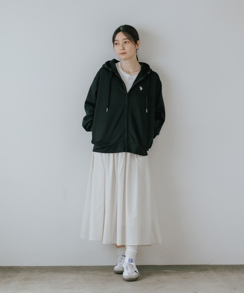 U.S. POLO ASSN.(ユーエスポロアッスン)の「U.S. POLO ASSN./ユーエスポロアッスン ブランドロゴ カットソー ジップアップパーカー(パーカー・レディース・ネイビー/ブラック/グレー・M/L)」の6枚目の写真