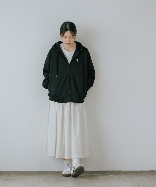 U.S. POLO ASSN.(ユーエスポロアッスン)の「U.S. POLO ASSN./ユーエスポロアッスン ブランドロゴ カットソー ジップアップパーカー(パーカー・レディース・ネイビー/ブラック/グレー・M/L)」の7枚目の写真