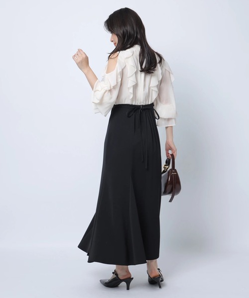 ショルダーフリルドッキングワンピース（ワンピース）｜Apuweiser