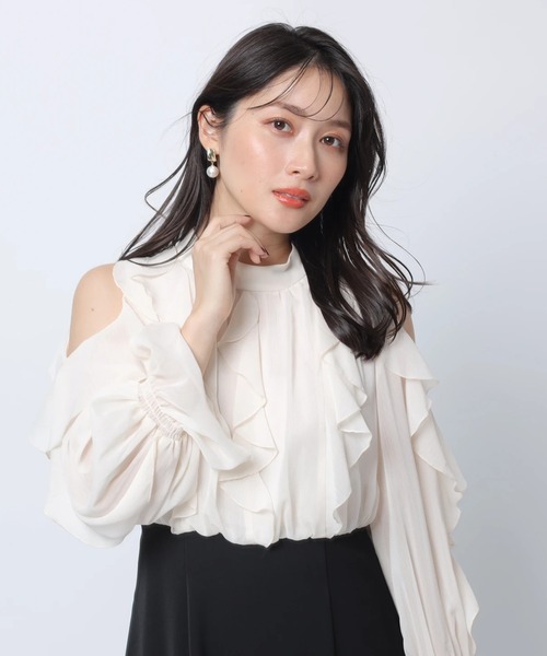 Apuweiser-riche ショルダーフリルワンピース　M ショルダーフリルドッキングワンピース | ワンピース | Apuweiser