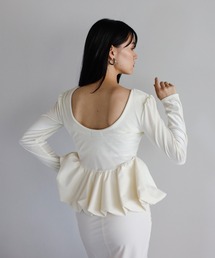 ENC（エンク）の「balloon velor docking back open padded pullover / カップ付きバルーンドッキングベロアバックオープンプルオーバー（Tシャツ/カットソー）」