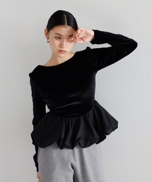 ENC | balloon velor docking back open padded pullover / カップ付きバルーンドッキングベロアバックオープンプルオーバー(Tシャツ/カットソー)