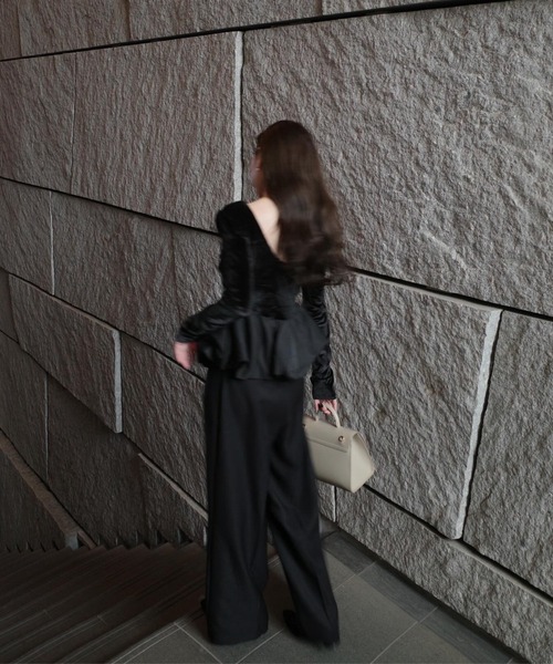 セール】balloon velor docking back open padded pullover / カップ