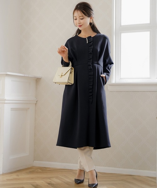 フリル ダンボールニット ドレス コート ロング セール】フリル ダンボールニット ドレス コート ロング le reve