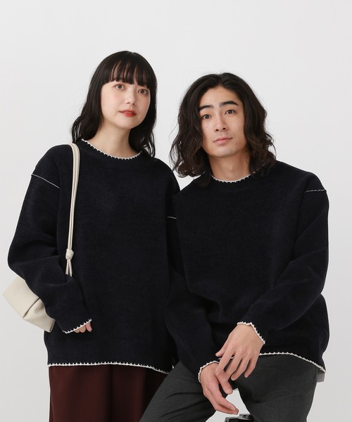 セール】やわらかリッチモールニット/ステッチ/581139（ニット