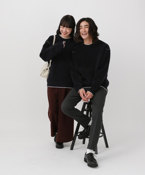 セール】やわらかリッチモールニット/ステッチ/581139（ニット