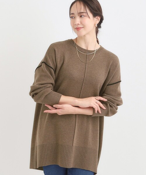 SHOO・LA・RUE（シューラルー）の「【洗濯機可/毛玉レス】上品に体型カバー チュニックニットワンピース（チュニック・レディース・ブラック/ブルー系その他/チャコールグレー/ブラウン系・01/04/03/02）」の3枚目の写真