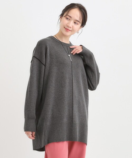 SHOO・LA・RUE（シューラルー）の「【洗濯機可/毛玉レス】上品に体型カバー チュニックニットワンピース（チュニック・レディース・ブラック/ブルー系その他/チャコールグレー/ブラウン系・01/04/03/02）」の6枚目の写真