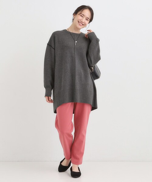 SHOO・LA・RUE（シューラルー）の「【洗濯機可/毛玉レス】上品に体型カバー チュニックニットワンピース（チュニック・レディース・ブラック/ブルー系その他/チャコールグレー/ブラウン系・01/04/03/02）」の7枚目の写真