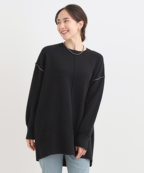 SHOO・LA・RUE（シューラルー）の「【洗濯機可/毛玉レス】上品に体型カバー チュニックニットワンピース（チュニック・レディース・ブラック/ブルー系その他/チャコールグレー/ブラウン系・01/04/03/02）」の9枚目の写真