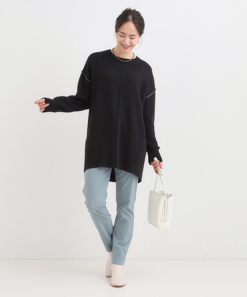 SHOO・LA・RUE（シューラルー）の「【洗濯機可/毛玉レス】上品に体型カバー チュニックニットワンピース（チュニック・レディース・ブラック/ブルー系その他/チャコールグレー/ブラウン系・01/04/03/02）」の11枚目の写真