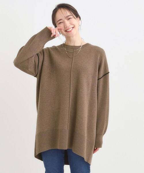 SHOO・LA・RUE（シューラルー）の「【洗濯機可/毛玉レス】上品に体型カバー チュニックニットワンピース（チュニック・レディース・ブラック/ブルー系その他/チャコールグレー/ブラウン系・01/04/03/02）」の13枚目の写真