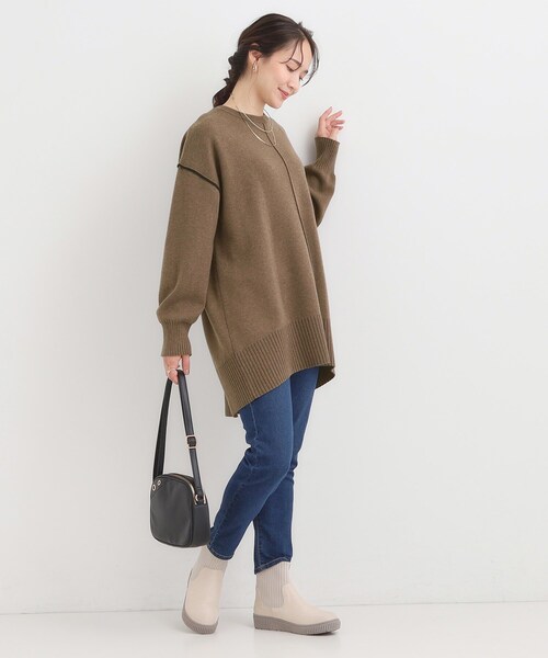 SHOO・LA・RUE（シューラルー）の「【洗濯機可/毛玉レス】上品に体型カバー チュニックニットワンピース（チュニック・レディース・ブラック/ブルー系その他/チャコールグレー/ブラウン系・01/04/03/02）」の15枚目の写真