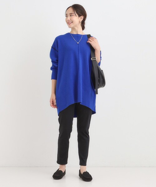 SHOO・LA・RUE（シューラルー）の「【洗濯機可/毛玉レス】上品に体型カバー チュニックニットワンピース（チュニック・レディース・ブラック/ブルー系その他/チャコールグレー/ブラウン系・01/04/03/02）」の19枚目の写真