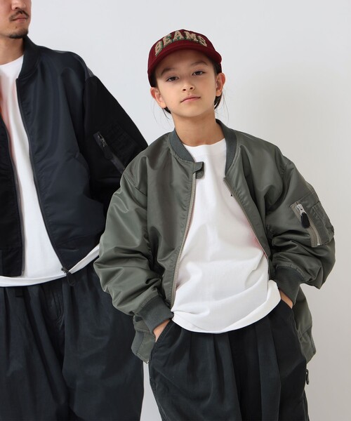こども ビームス（コドモビームス）の「BEAMS × こども ビームス / クレイジー MA-1 ジャケット 2026（110～160cm）（MA-1・キッズ・ブラック/オリーブ・M(130-140)/S(110-120)）」の2枚目の写真