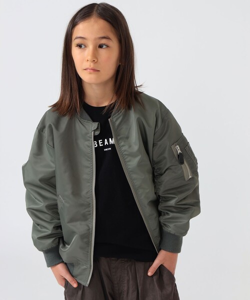 こども ビームス（コドモビームス）の「BEAMS × こども ビームス / クレイジー MA-1 ジャケット 2026（110～160cm）（MA-1・キッズ・ブラック/オリーブ・M(130-140)/S(110-120)）」の13枚目の写真