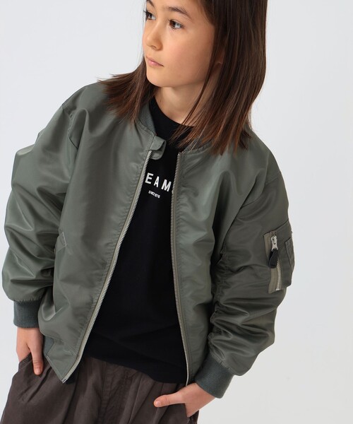 こども ビームス（コドモビームス）の「BEAMS × こども ビームス / クレイジー MA-1 ジャケット 2026（110～160cm）（MA-1・キッズ・ブラック/オリーブ・M(130-140)/S(110-120)）」の14枚目の写真