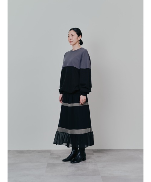 DOLLUPOOPS(ドールアップウップス)の「配色リブ切替シフォンスカート(スカート・レディース・ダークネイビー/ブラック・38)」の14枚目の写真