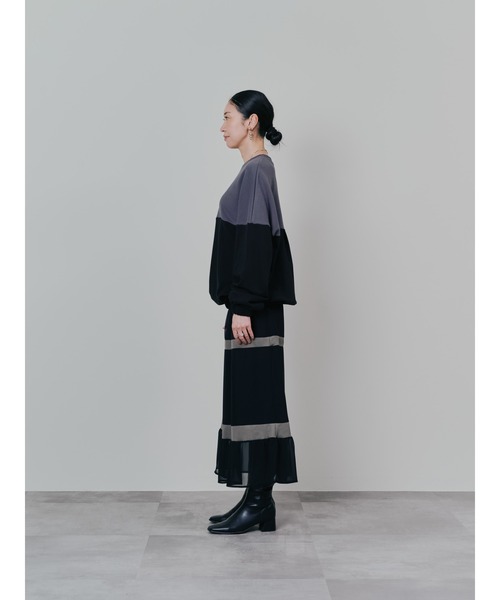 DOLLUPOOPS(ドールアップウップス)の「配色リブ切替シフォンスカート(スカート・レディース・ダークネイビー/ブラック・38)」の15枚目の写真