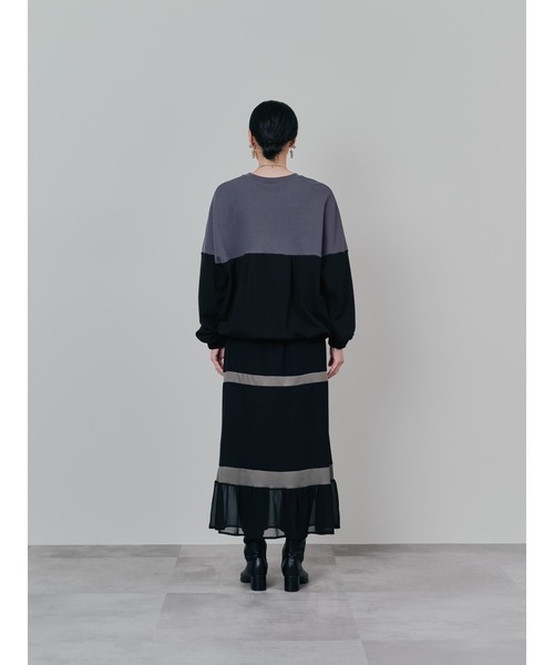 DOLLUPOOPS(ドールアップウップス)の「配色リブ切替シフォンスカート(スカート・レディース・ダークネイビー/ブラック・38)」の16枚目の写真