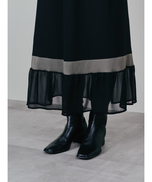 DOLLUPOOPS(ドールアップウップス)の「配色リブ切替シフォンスカート(スカート・レディース・ダークネイビー/ブラック・38)」の11枚目の写真