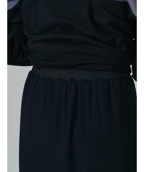 DOLLUPOOPS(ドールアップウップス)の「配色リブ切替シフォンスカート(スカート・レディース・ダークネイビー/ブラック・38)」の12枚目の写真