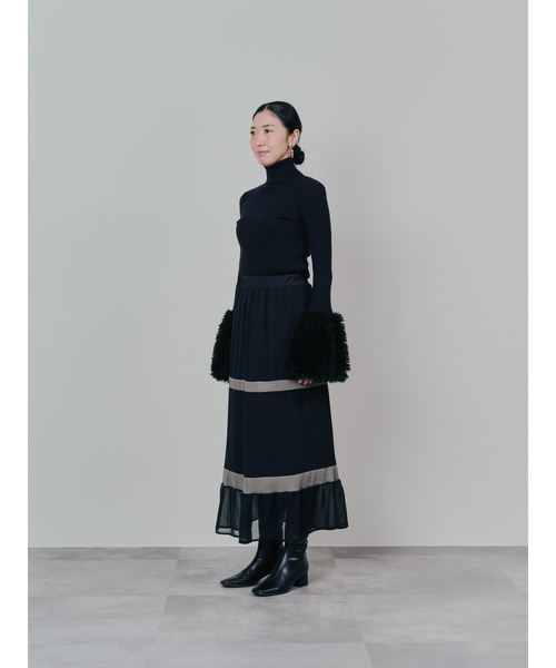 DOLLUPOOPS(ドールアップウップス)の「配色リブ切替シフォンスカート(スカート・レディース・ダークネイビー/ブラック・38)」の18枚目の写真