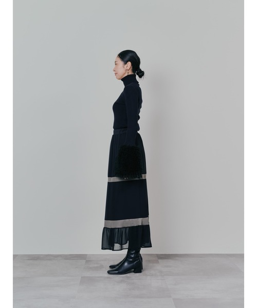 DOLLUPOOPS(ドールアップウップス)の「配色リブ切替シフォンスカート(スカート・レディース・ダークネイビー/ブラック・38)」の19枚目の写真