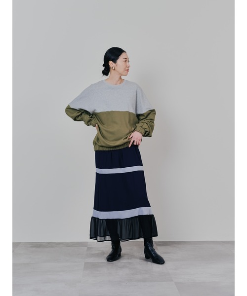 DOLLUPOOPS(ドールアップウップス)の「配色リブ切替シフォンスカート(スカート・レディース・ダークネイビー/ブラック・38)」の5枚目の写真