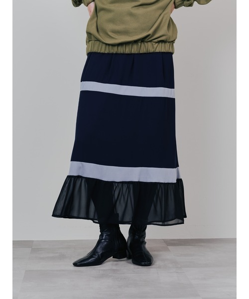 DOLLUPOOPS(ドールアップウップス)の「配色リブ切替シフォンスカート(スカート・レディース・ダークネイビー/ブラック・38)」の21枚目の写真