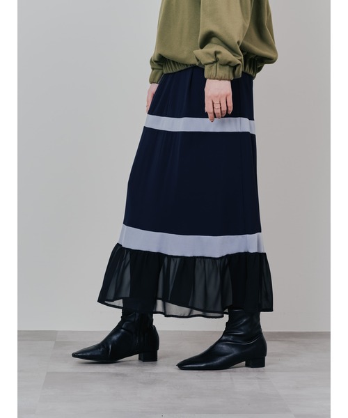 DOLLUPOOPS(ドールアップウップス)の「配色リブ切替シフォンスカート(スカート・レディース・ダークネイビー/ブラック・38)」の22枚目の写真