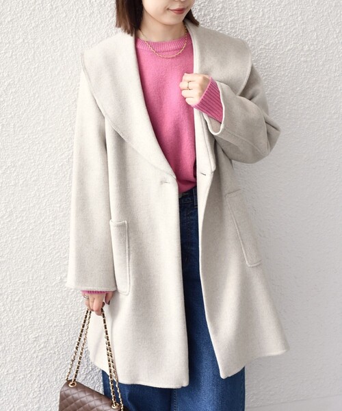 セール】SHIPS Colors:リバー ワイドカラー コート（その他アウター