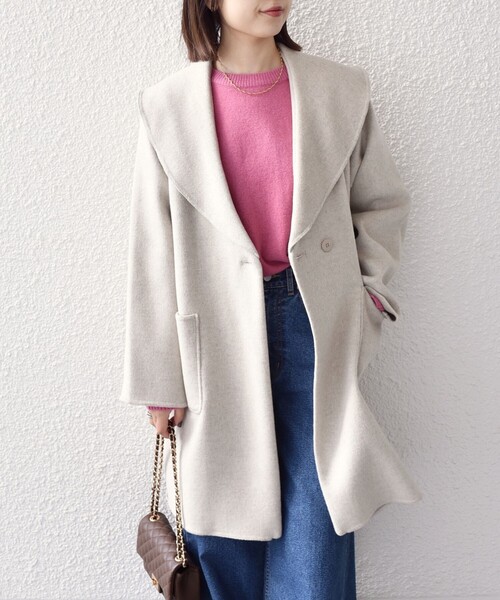 SHIPS Colors(シップス カラーズ)の「SHIPS Colors:リバー ワイドカラー コート(その他アウター・レディース・ネイビー/ナチュラル・ONE SIZE)」の19枚目の写真