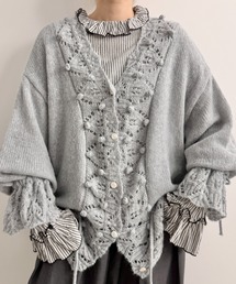 Libra Cue（リブラ キュー）の「フリルレースニットカーディガン（カーディガン/ボレロ）」