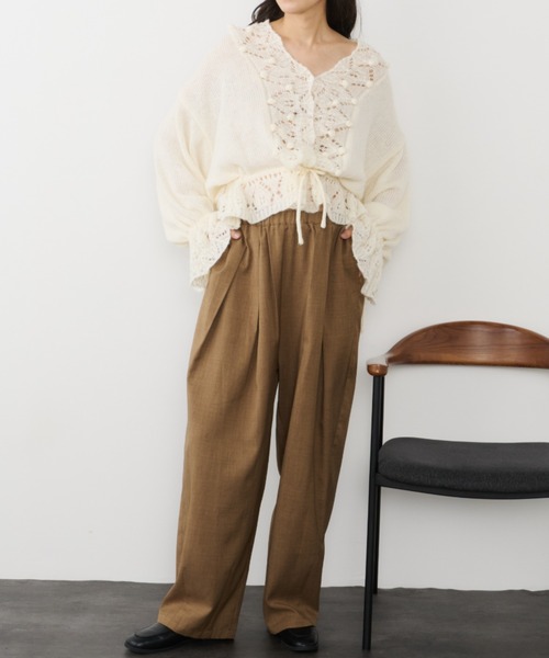 Libra Cue(リブラ キュー)の「フリルレースニットカーディガン(カーディガン/ボレロ・レディース・アイボリー/グレー/ブラック・FREE)」の6枚目の写真