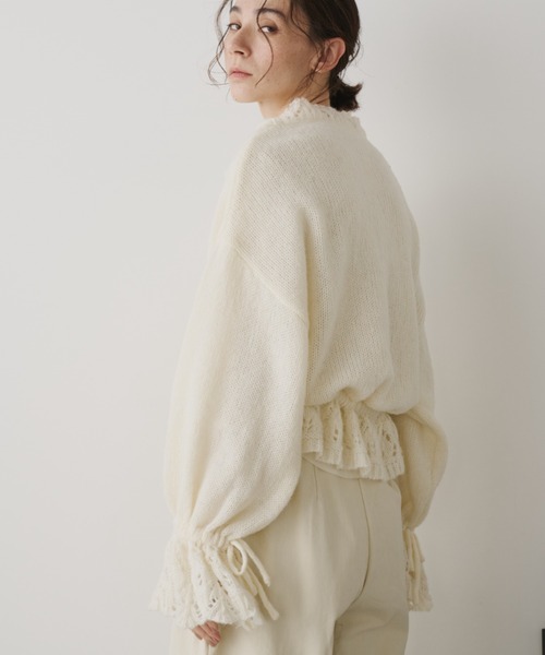 セール】フリルレースニットカーディガン（カーディガン/ボレロ