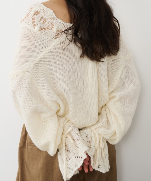 Libra Cue(リブラ キュー)の「フリルレースニットカーディガン(カーディガン/ボレロ・レディース・アイボリー/グレー/ブラック・FREE)」の7枚目の写真