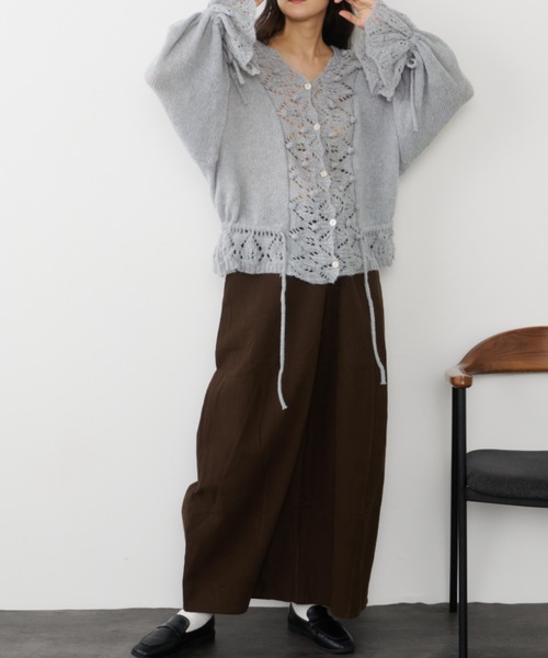 Libra Cue(リブラ キュー)の「フリルレースニットカーディガン(カーディガン/ボレロ・レディース・アイボリー/グレー/ブラック・FREE)」の17枚目の写真