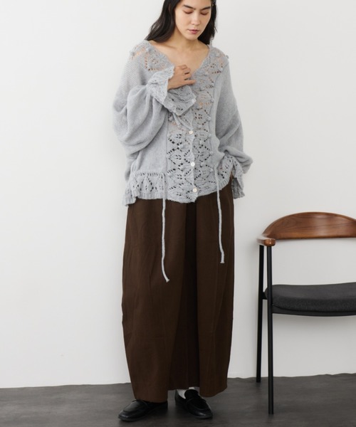 Libra Cue(リブラ キュー)の「フリルレースニットカーディガン(カーディガン/ボレロ・レディース・アイボリー/グレー/ブラック・FREE)」の16枚目の写真